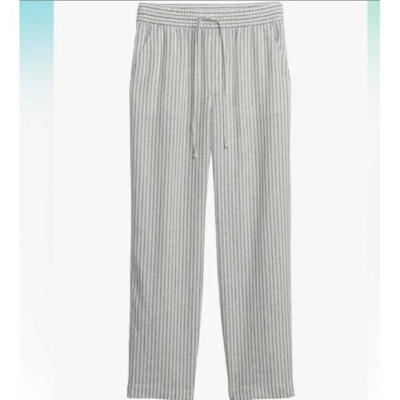 Gap Pants - Gap Easy Pant Linen Blend in Off White Stripe Women’s Size XL